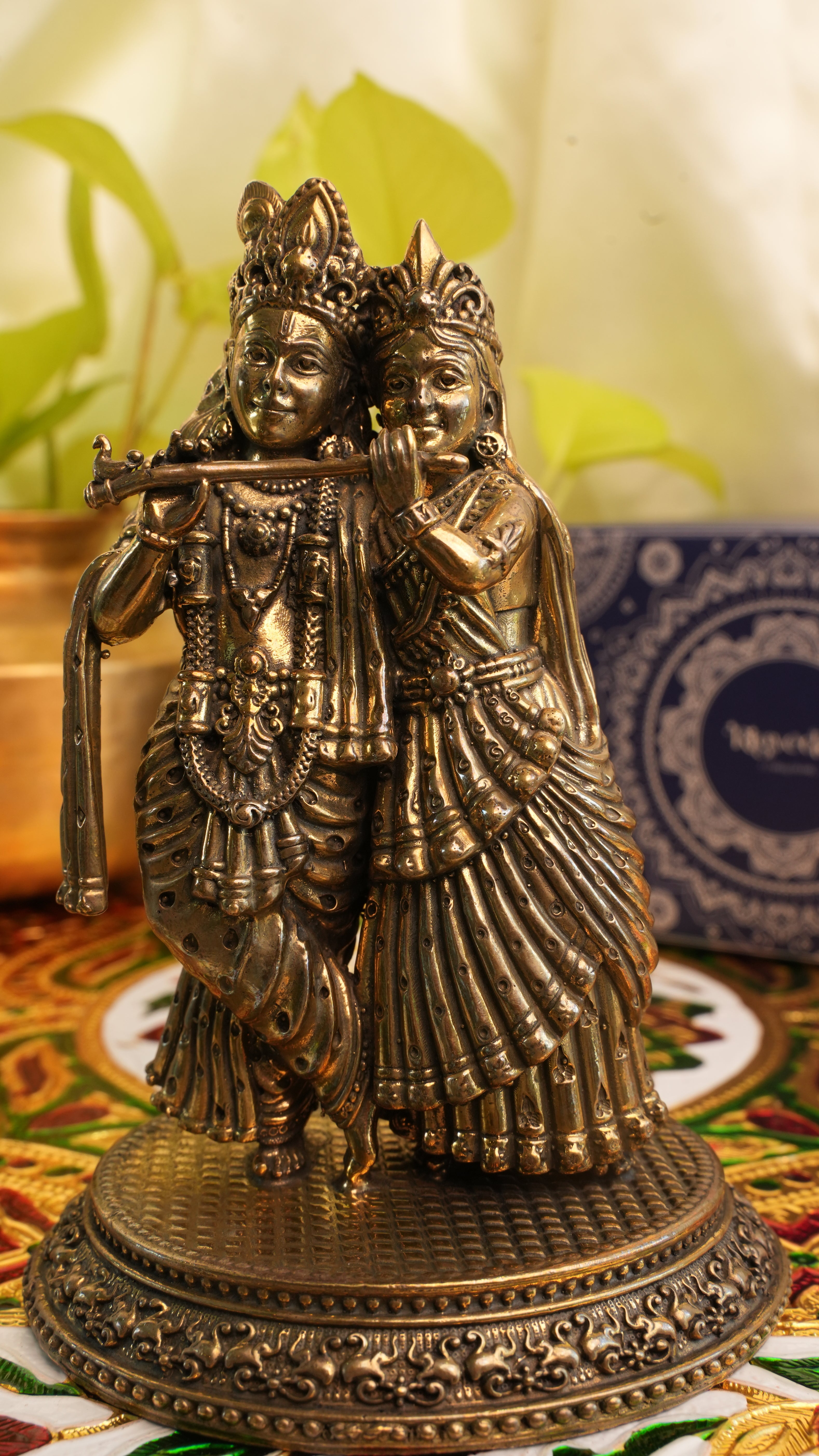 Radha Krishna Brass Idol – 4.5 Inch | Symbol of Divine Love & Harmony